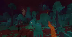 Screenshot of Minecraft Release 1.16 showing the new nether